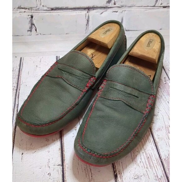 Peter Millar Suede Leather Driving Loafers‎ Size 9 M   Green - Picture 1 of 9
